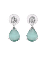 Thumbnail for VOJ Silver Plated Sea Green Stone Studded Necklace Set