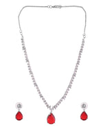 Thumbnail for VOJ Silver Plated Red Stone Studded Necklace Set