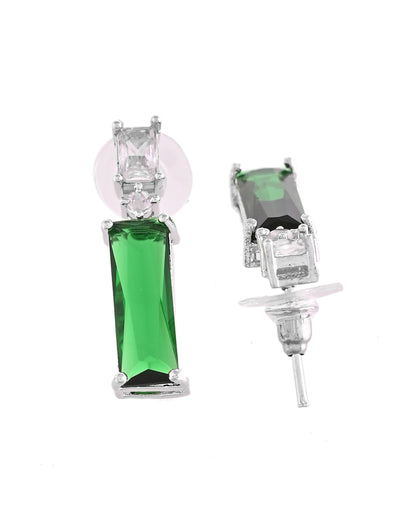 VOJ Silver Plated Green Stone Studded Necklace Set - Distacart