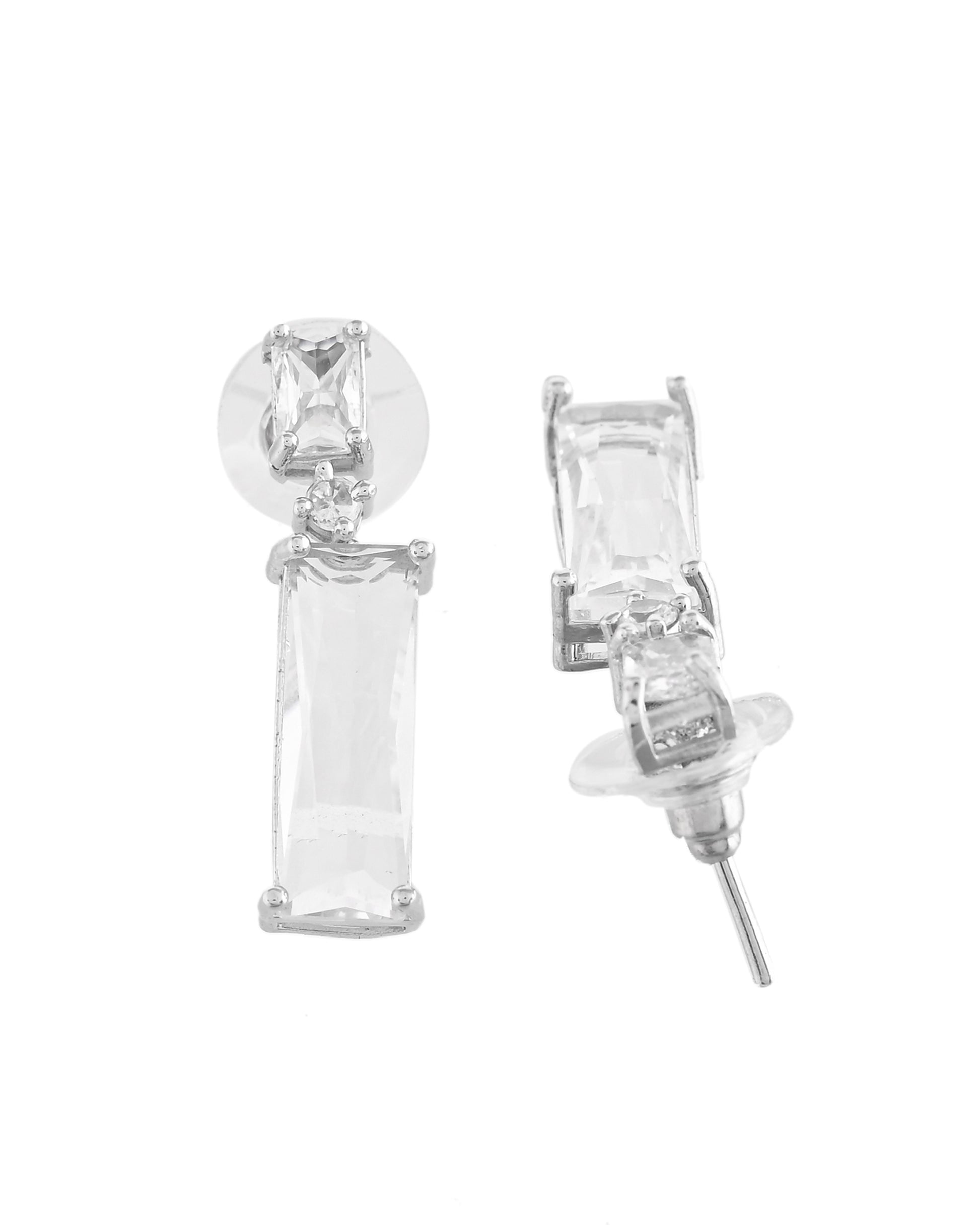 VOJ Silver Plated White Stone Studded Necklace Set - Dista