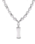 Thumbnail for VOJ Silver Plated White Stone Studded Necklace Set