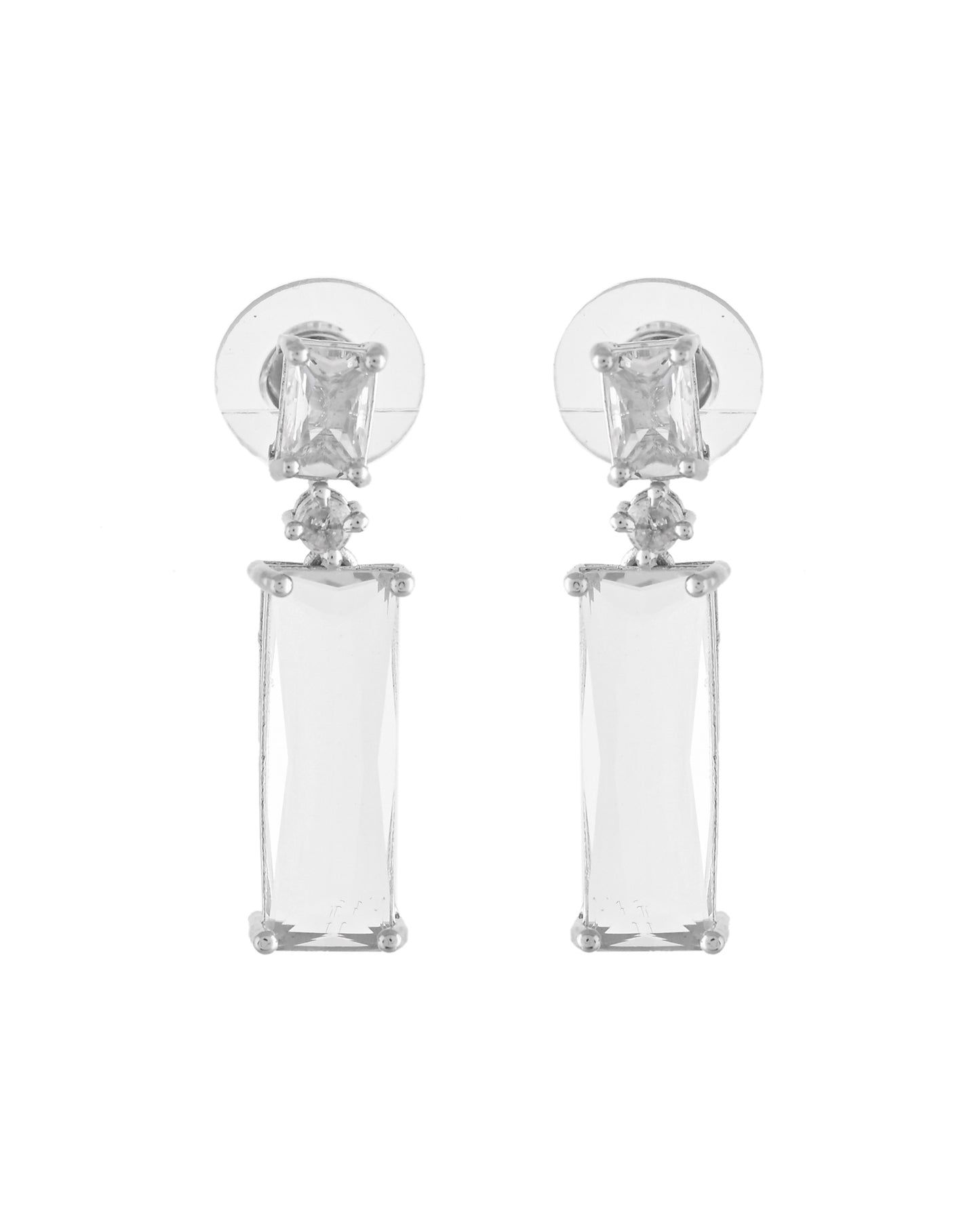 VOJ Silver Plated White Stone Studded Necklace Set - Dista