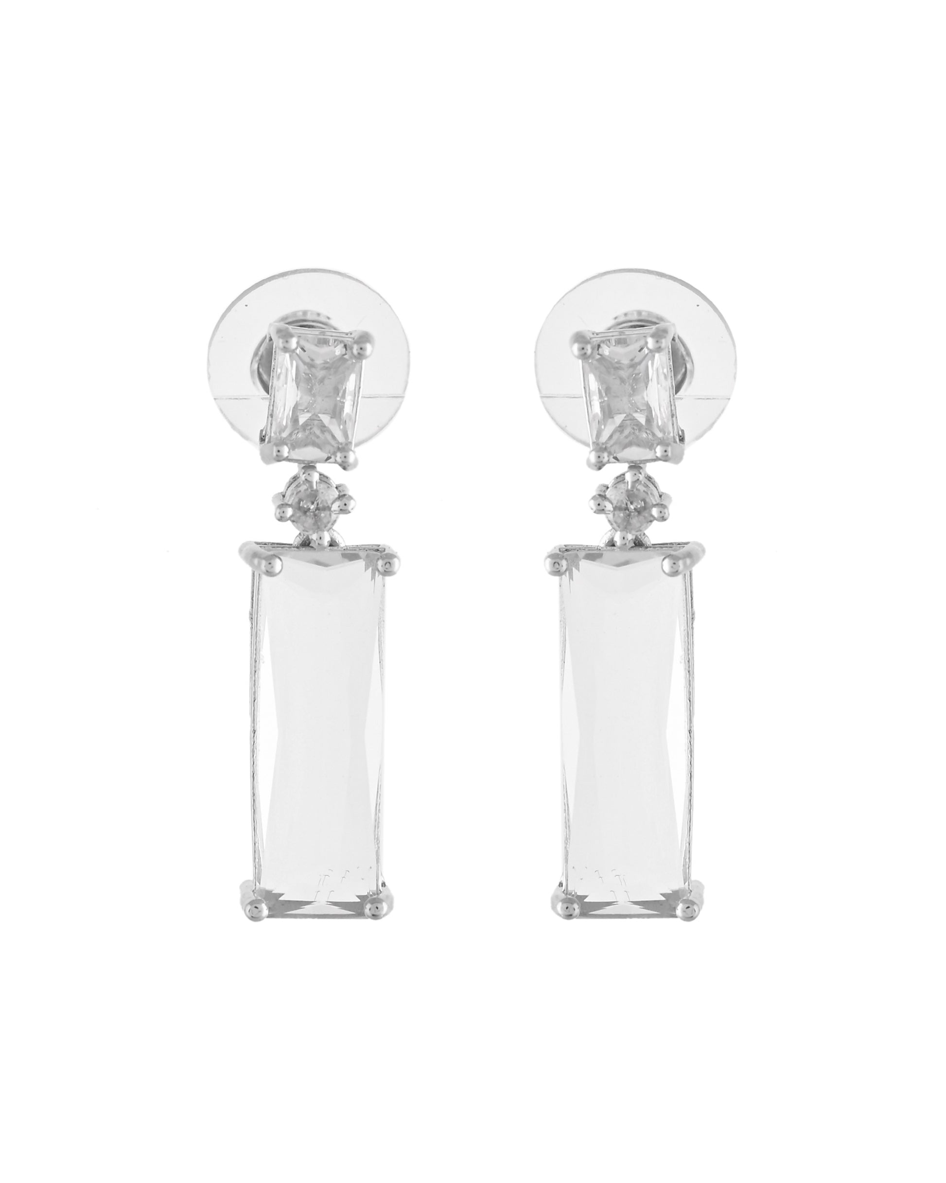 VOJ Silver Plated White Stone Studded Necklace Set - Dista