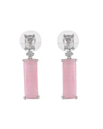Thumbnail for VOJ Silver Plated Baby Pink Stone Studded Necklace Set