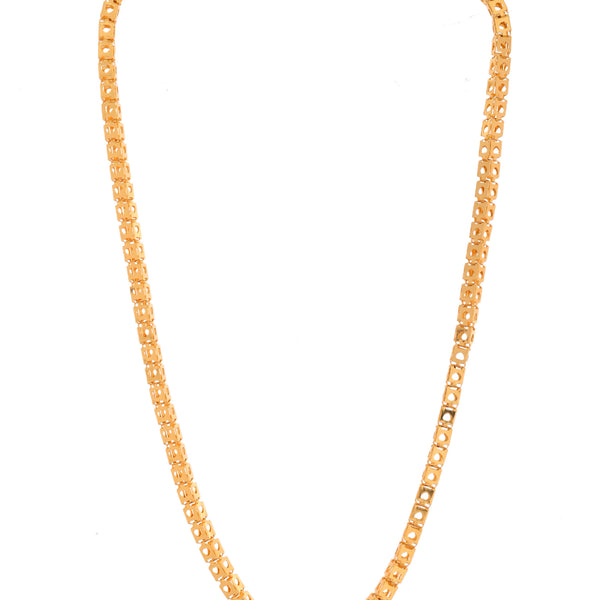 VOJ Men Stainless Steel Gold Polished Square Shaped Chain