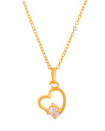 Thumbnail for VOJ Gold Polished Chain With Heart Shaped Stone Studded Pendant - Distacart
