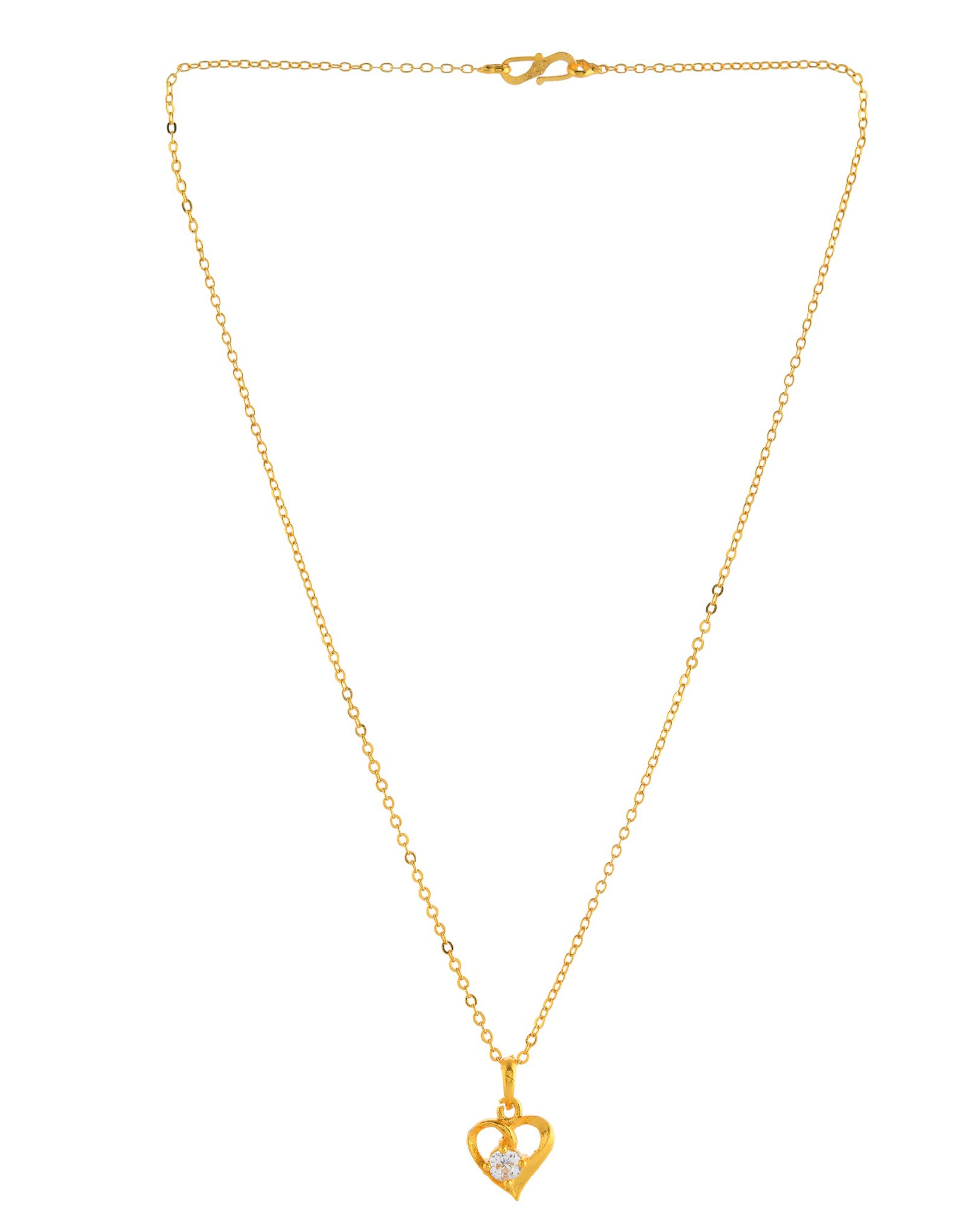 VOJ Gold Polished Chain With Heart Shaped Pendant - Distacart