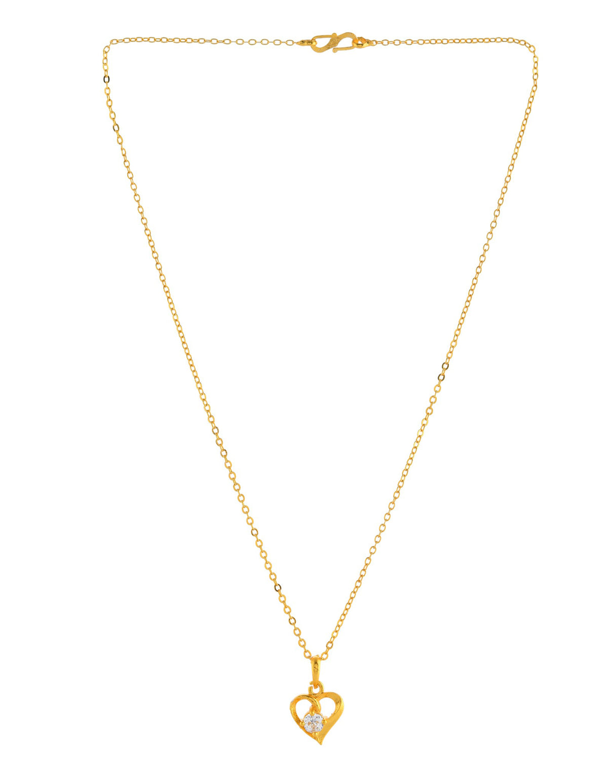 VOJ Gold Polished Chain With Heart Shaped Pendant - Distacart