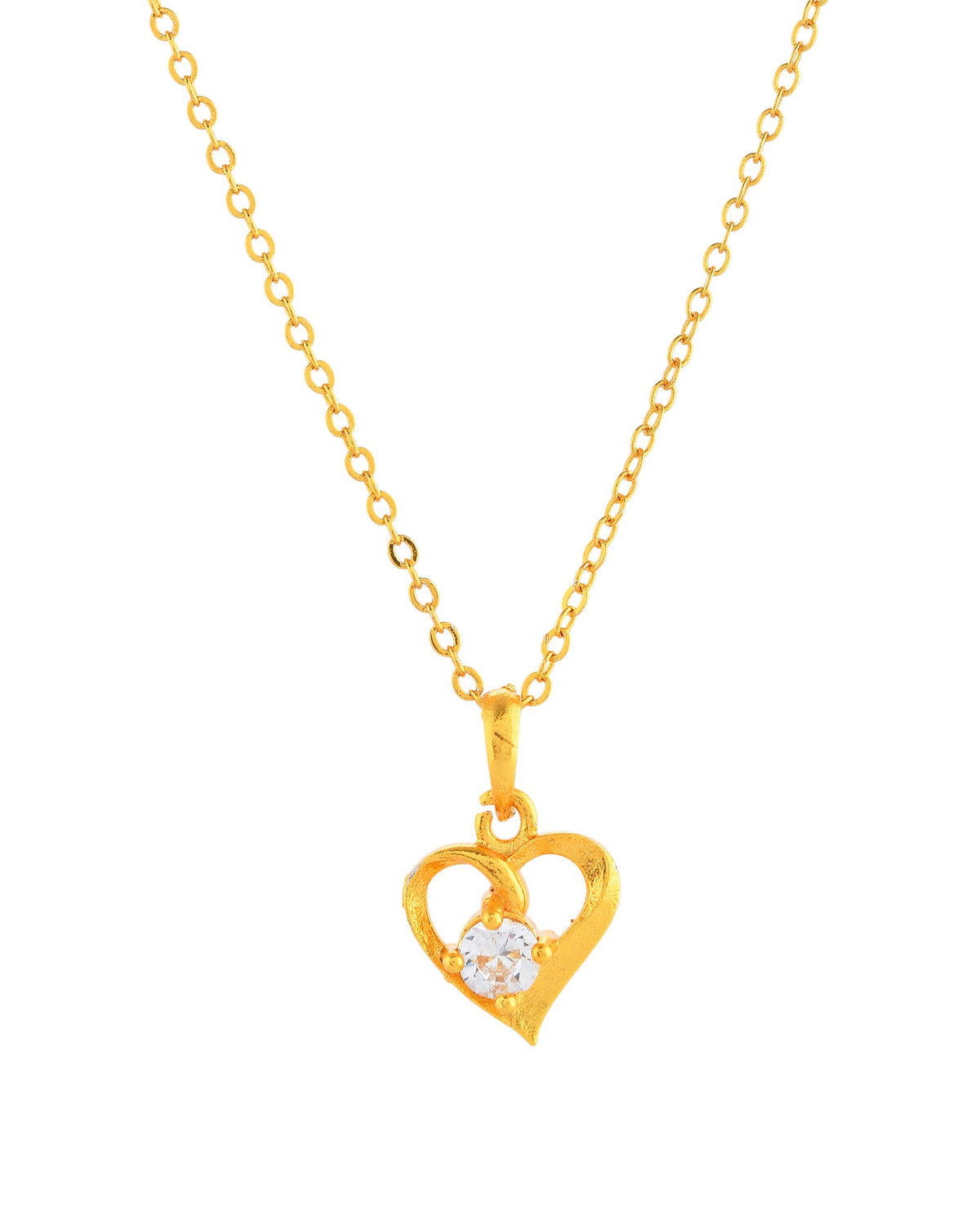 VOJ Gold Polished Chain With Heart Shaped Pendant - Distacart