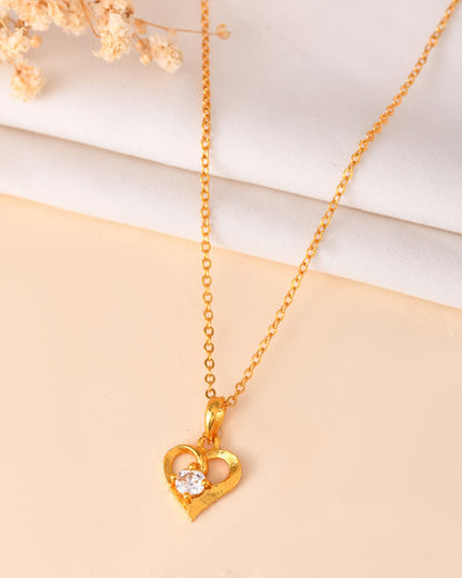 VOJ Gold Polished Chain With Heart Shaped Pendant - Distacart