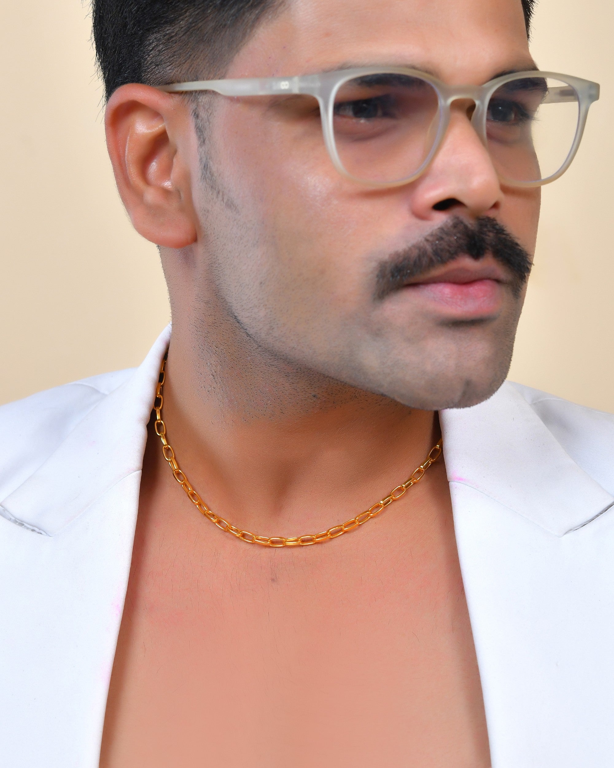 VOJ Gold Polished Stainless Steel Linked Chain For Men