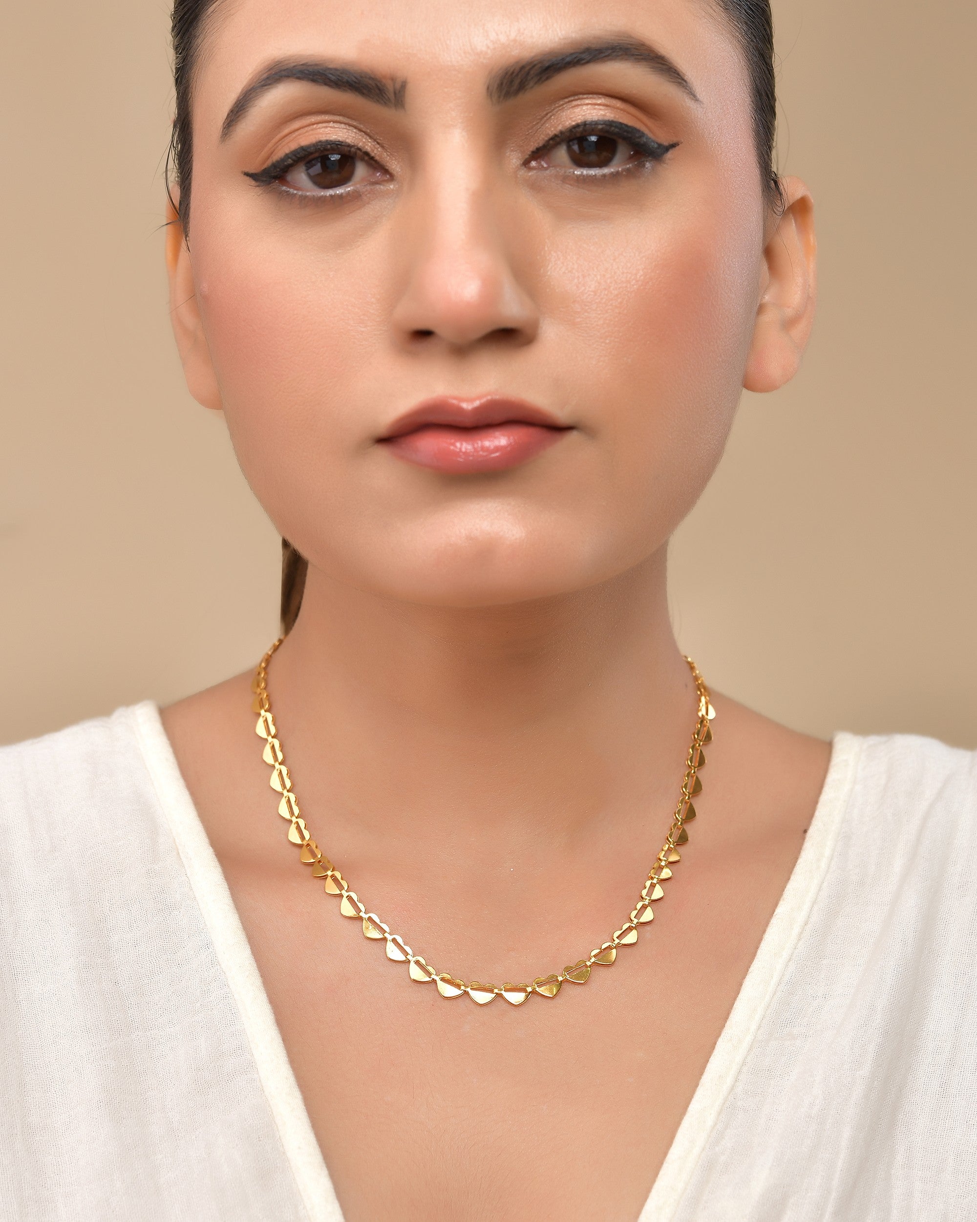 VOJ Heart Shaped Stainless Steel Gold Polished Chain