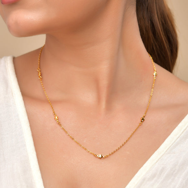 VOJ Gold Polished Star Shaped Minimal Chain For Women - Distacart