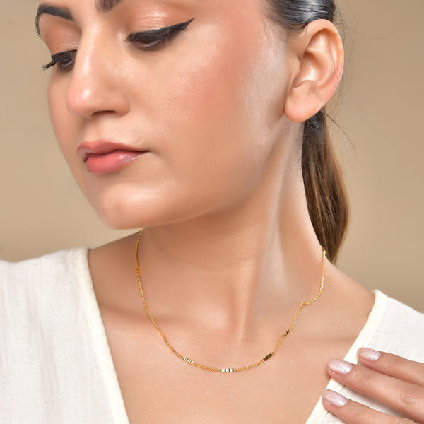 VOJ Women Stainless Steel Gold Polished Minimal Pipe Chain - Distacart