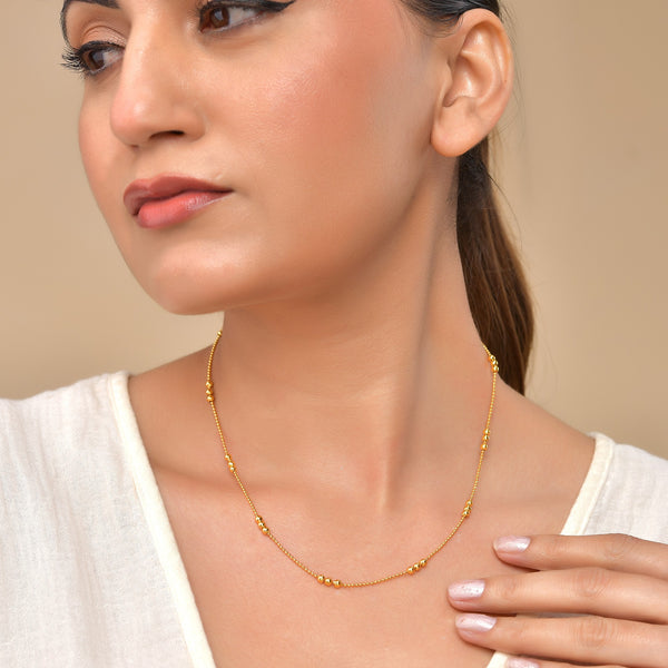 VOJ Women Gold Polished Stainless Steel Minimal Ball Chain - Distacart