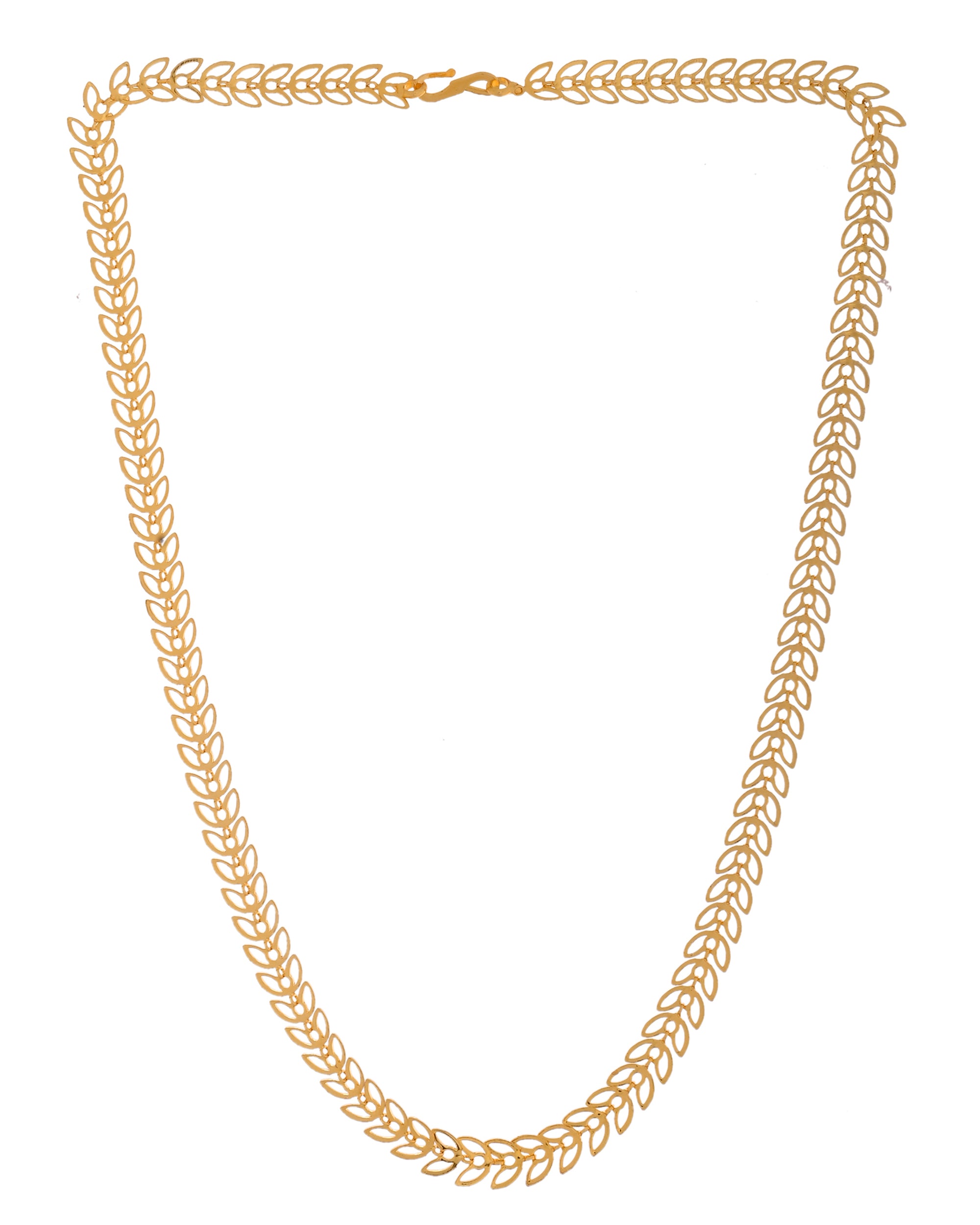 VOJ Women Gold Polished Stainless Steel Minimal Leaf Chain - Distacart