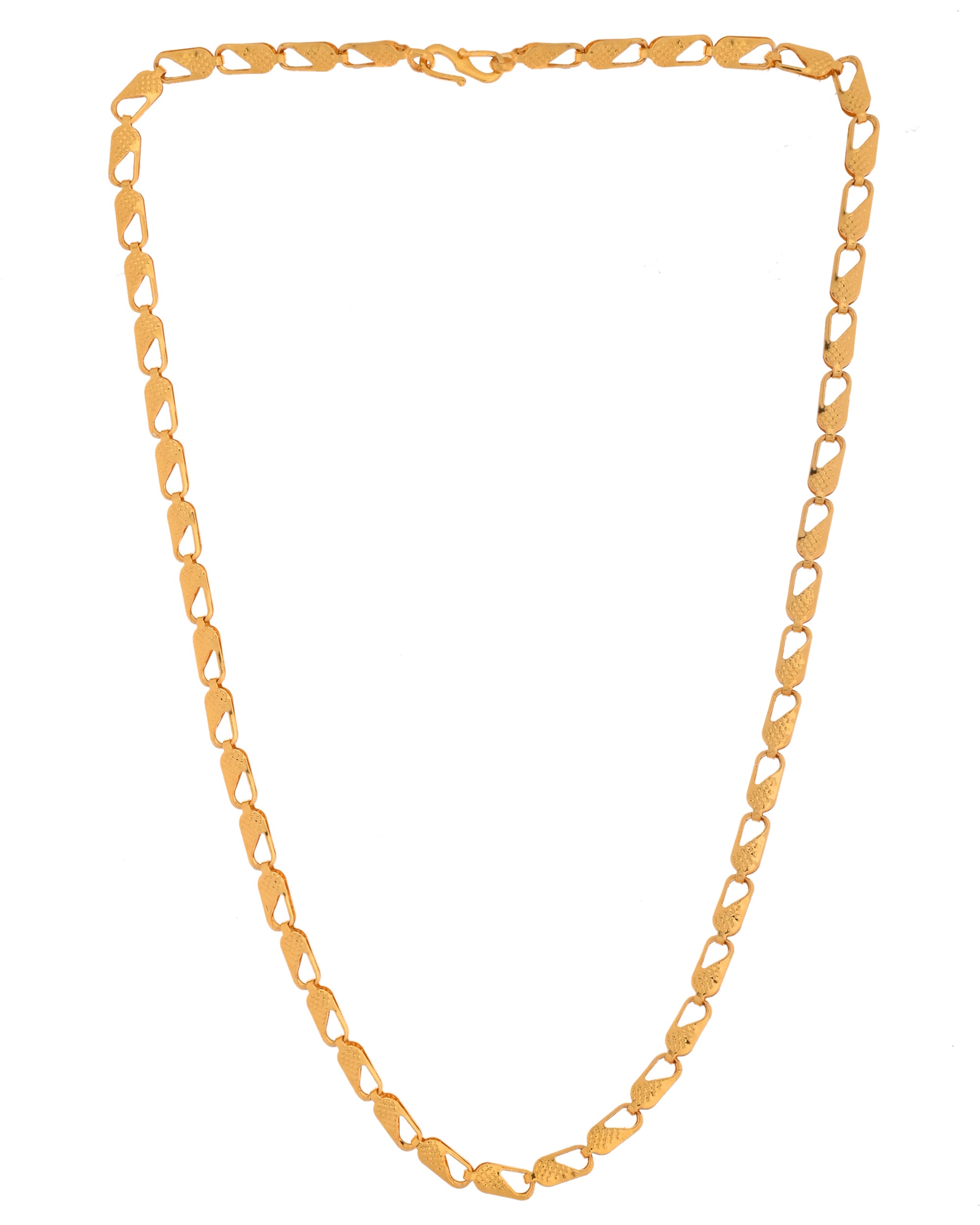 VOJ Gold Polished Biscuit Shaped Minimal Chain - Distacart