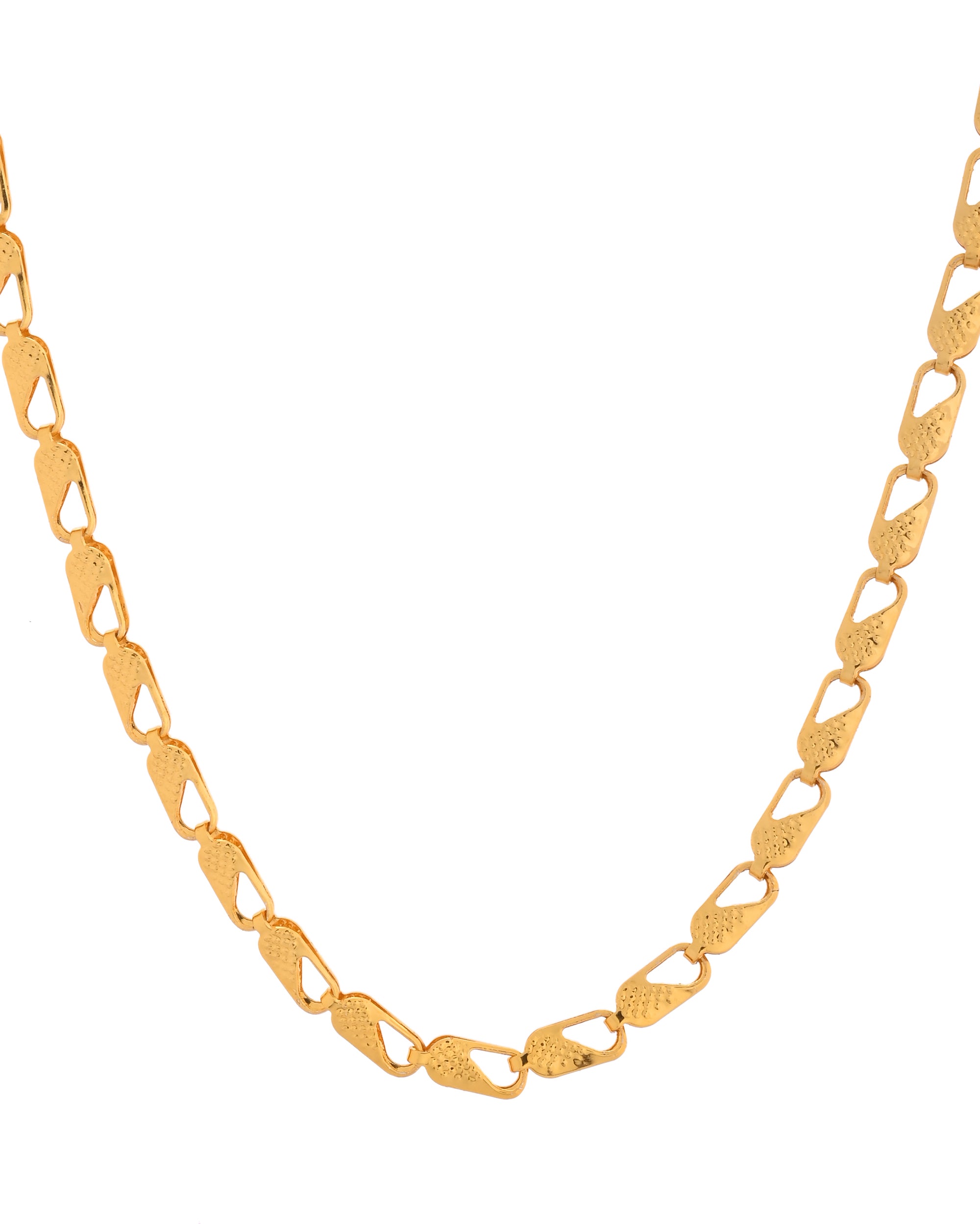 VOJ Gold Polished Biscuit Shaped Minimal Chain - Distacart