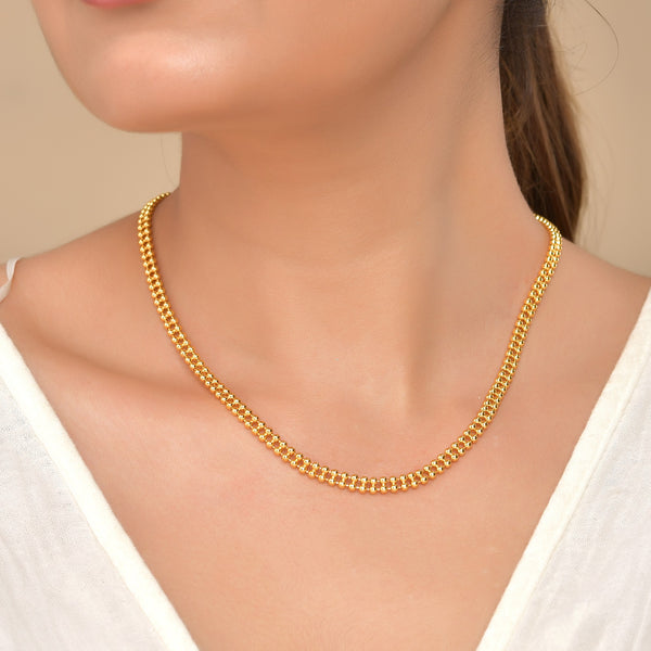 VOJ Gold Polished Ball Shaped Minimal Chain For Women - Distacart