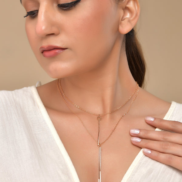 VOJ Gold Polished Multi Layer Designer Chain