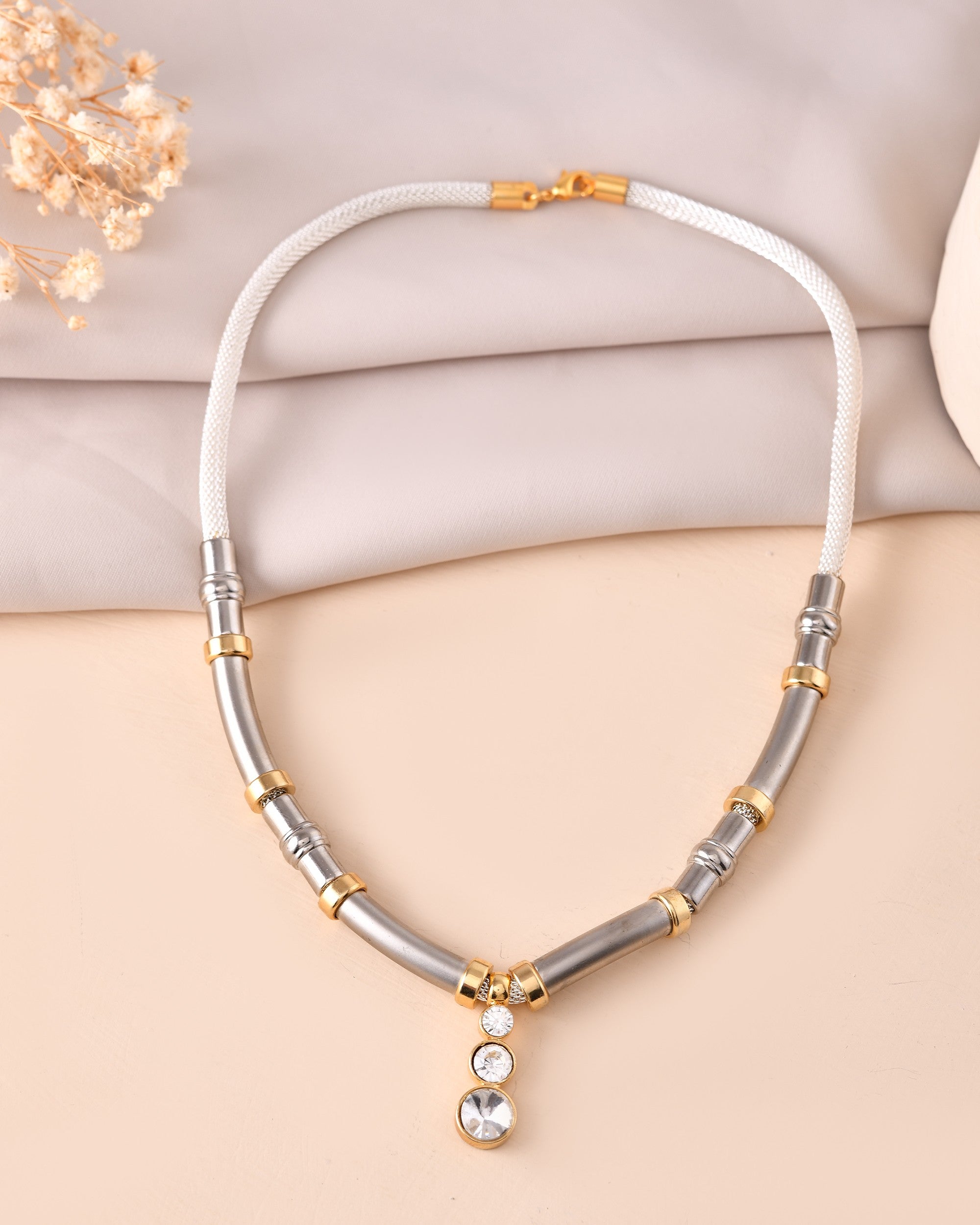 VOJ Silver Plated Elegant Stainless Steel Designer Necklace - Distacart