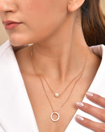 Thumbnail for VOJ Gold Polished Multi Layer Pearl Studded Designer Chain