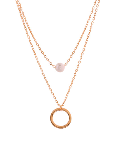 VOJ Gold Polished Multi Layer Pearl Studded Designer Chain - Distacart