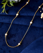 Thumbnail for VOJ Gold Polished Women Pearl Studded Stainless Steel Chain - Distacart