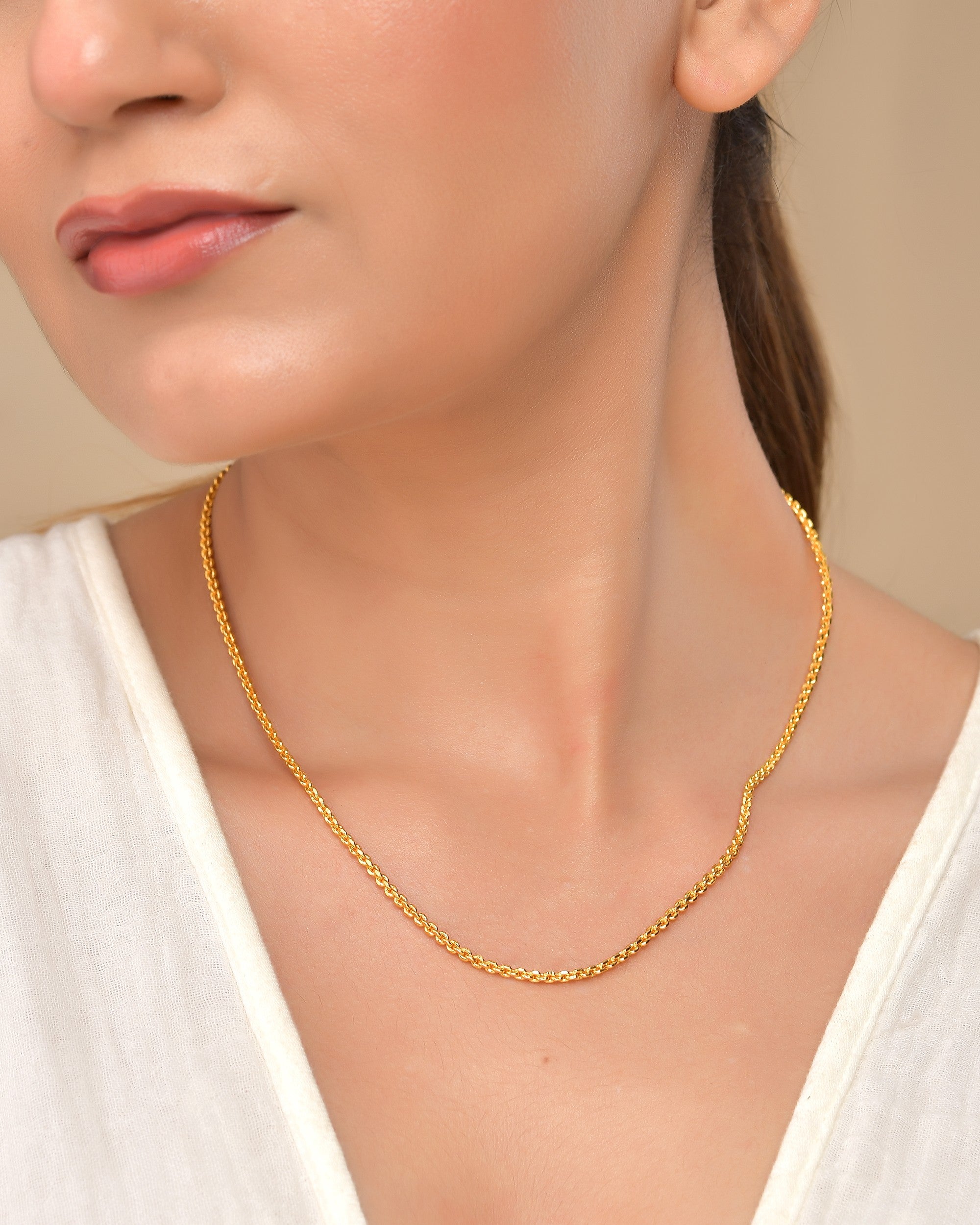 VOJ Gold Polished Women Stainless Steel Classic Chain