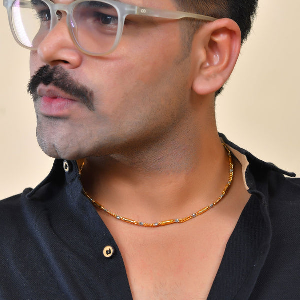 VOJ Men Dual Toned Pipe Shaped Stainless Steel Chain - Distacart