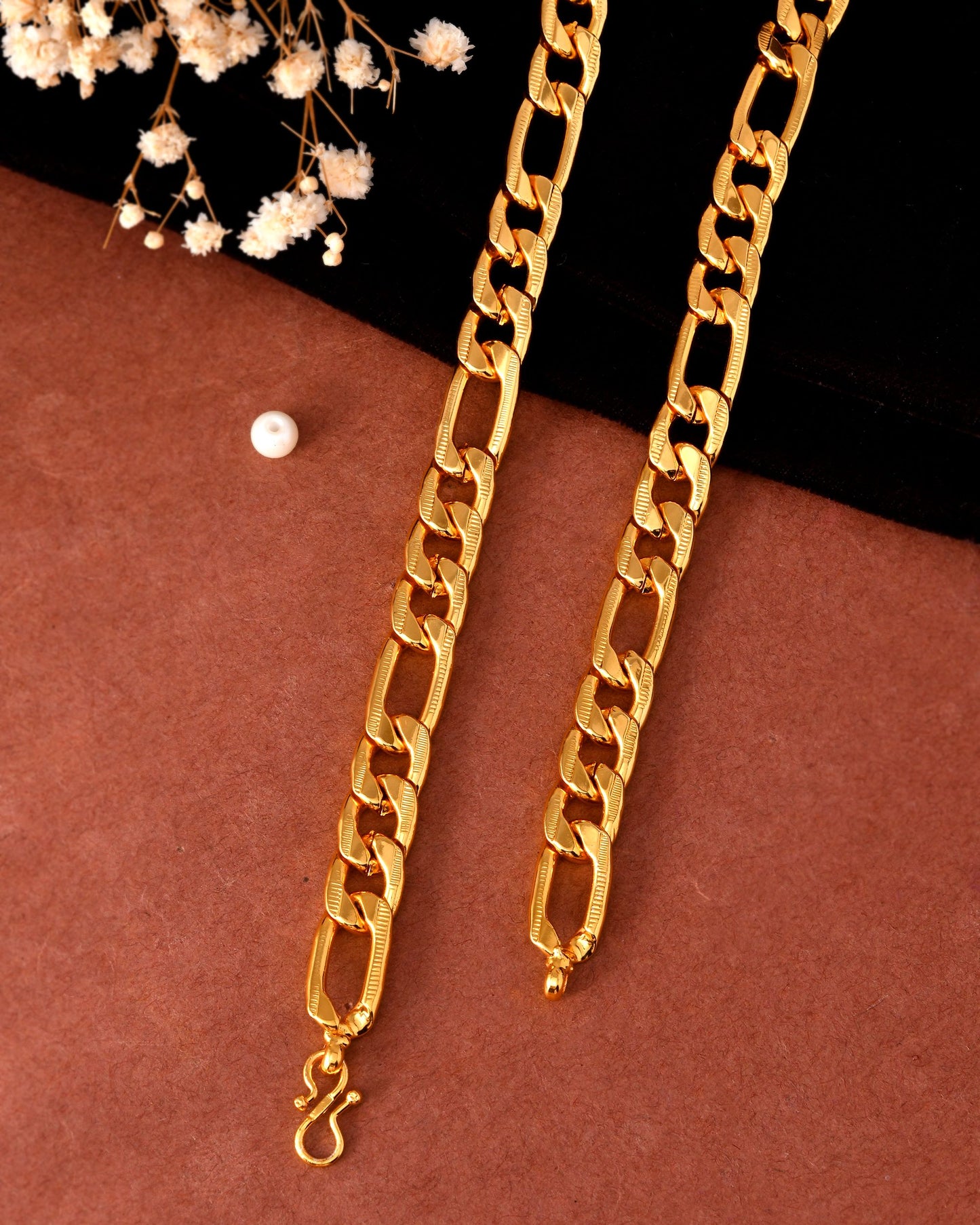 VOJ Men Gold Polished Link Classic Designer Linked Chain - Distacart