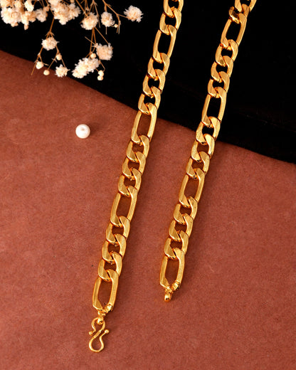 VOJ Men Gold Polished Link Classic Designer Linked Chain - Distacart