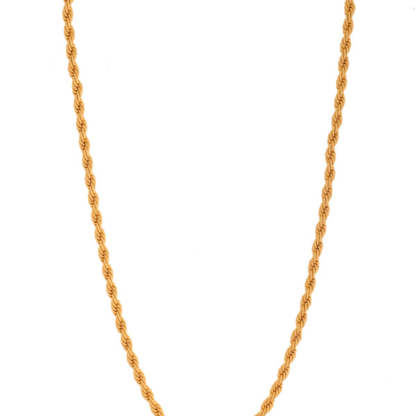 VOJ Gold Polished Twisted Stainless Steel Chain For Men