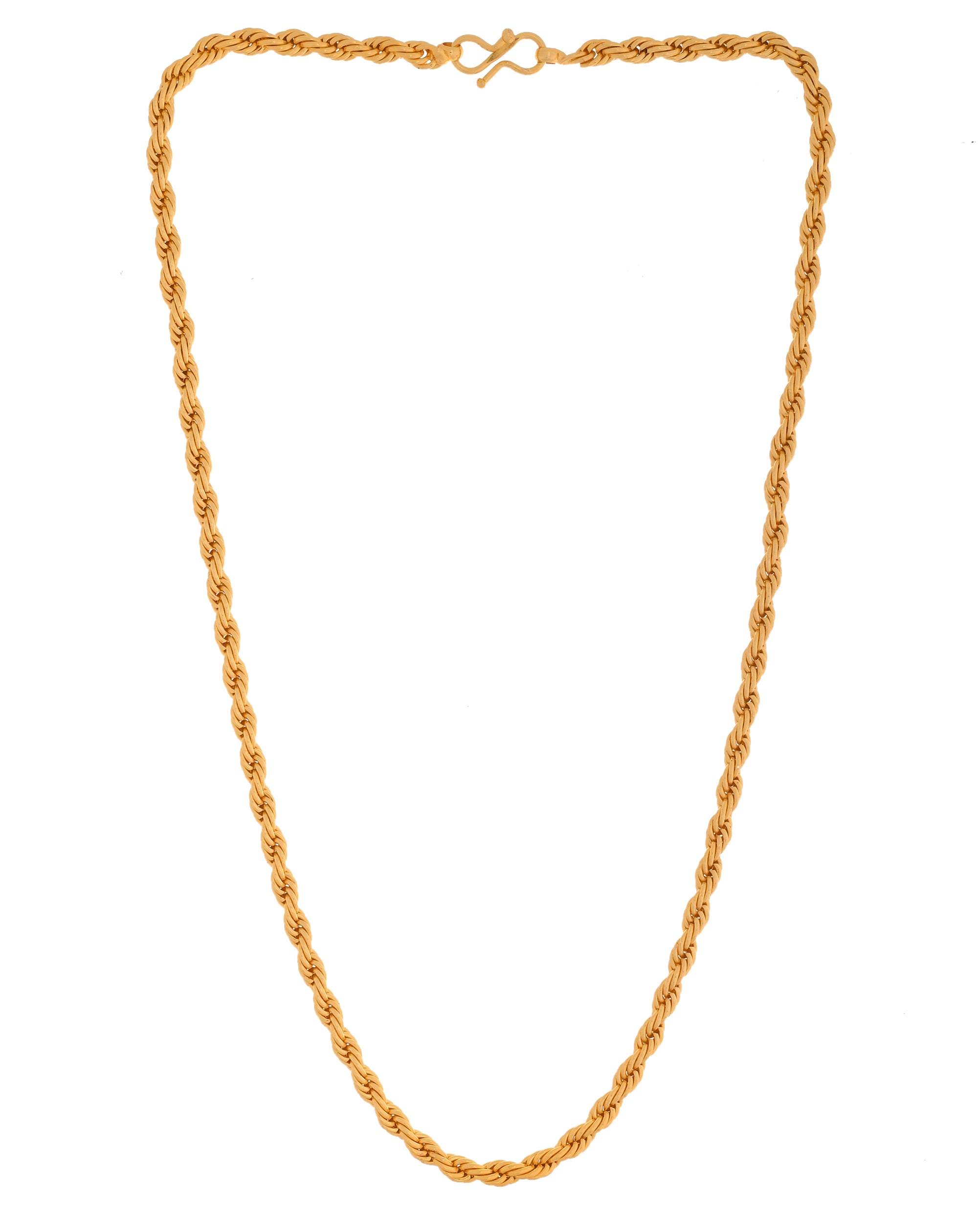 VOJ Gold Polished Twisted Stainless Steel Chain For Men