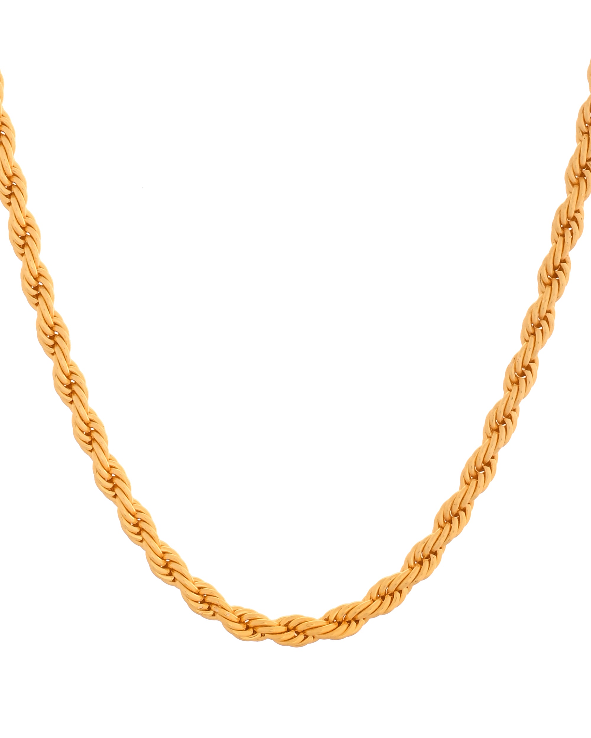 VOJ Gold Polished Twisted Stainless Steel Chain For Men