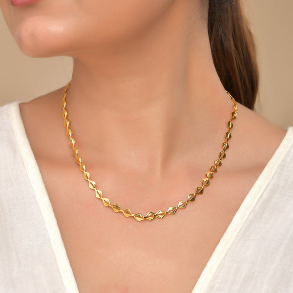 VOJ Gold Polished Geometrical Shaped Stainless Steel Chain For Women - Distacart