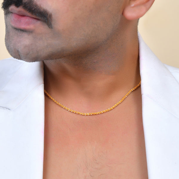 VOJ Men Gold Polished Twisted Stainless Steel Minimal Chain - Distacart