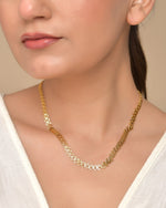 Thumbnail for VOJ Gold Polished Filled Leaf Shaped Chain For Women - Distacart