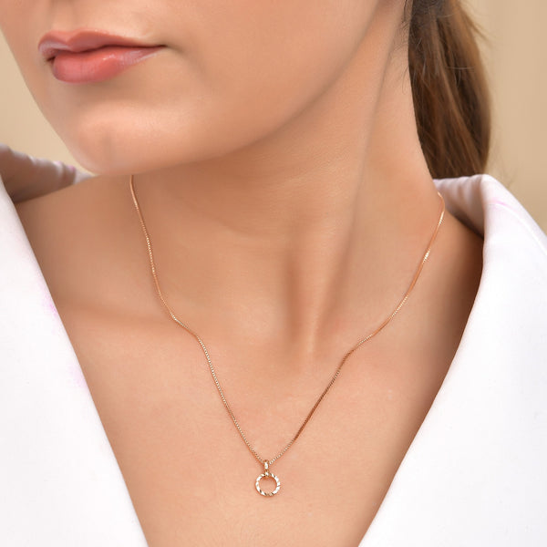 VOJ Rose Gold Polished Chain With Small Circular Pendant - Distacart
