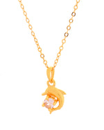 Thumbnail for VOJ Gold Polished Chain With Fish Shaped Stone Studded Pendant - Distacart