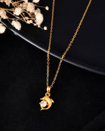 Thumbnail for VOJ Gold Polished Chain With Fish Shaped Stone Studded Pendant - Distacart