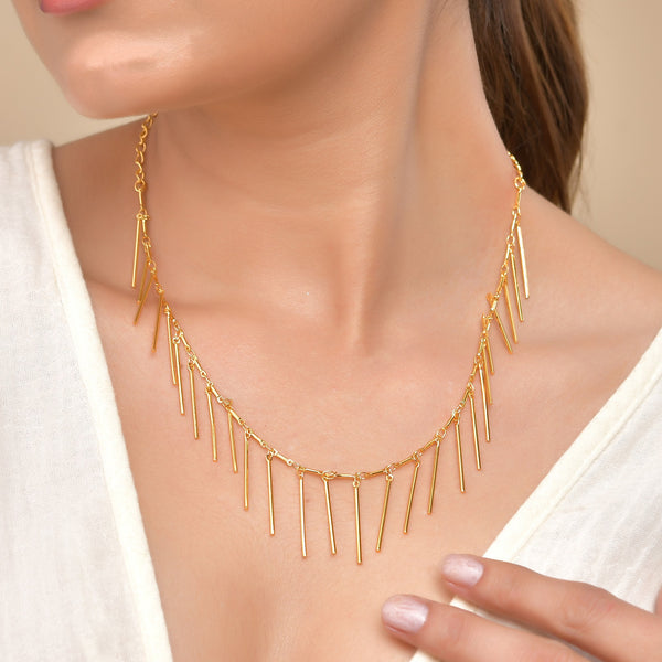 VOJ Women Gold Polished Statement Necklace - Distacart