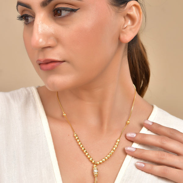 VOJ Rose Gold Polished Ad Studded Round Pendant With Chain - Distacart