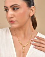 Thumbnail for VOJ Rose Gold Polished Ad Studded Round Pendant With Chain - Distacart