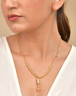 Thumbnail for VOJ Rose Gold Polished Ad Studded Round Pendant With Chain - Distacart