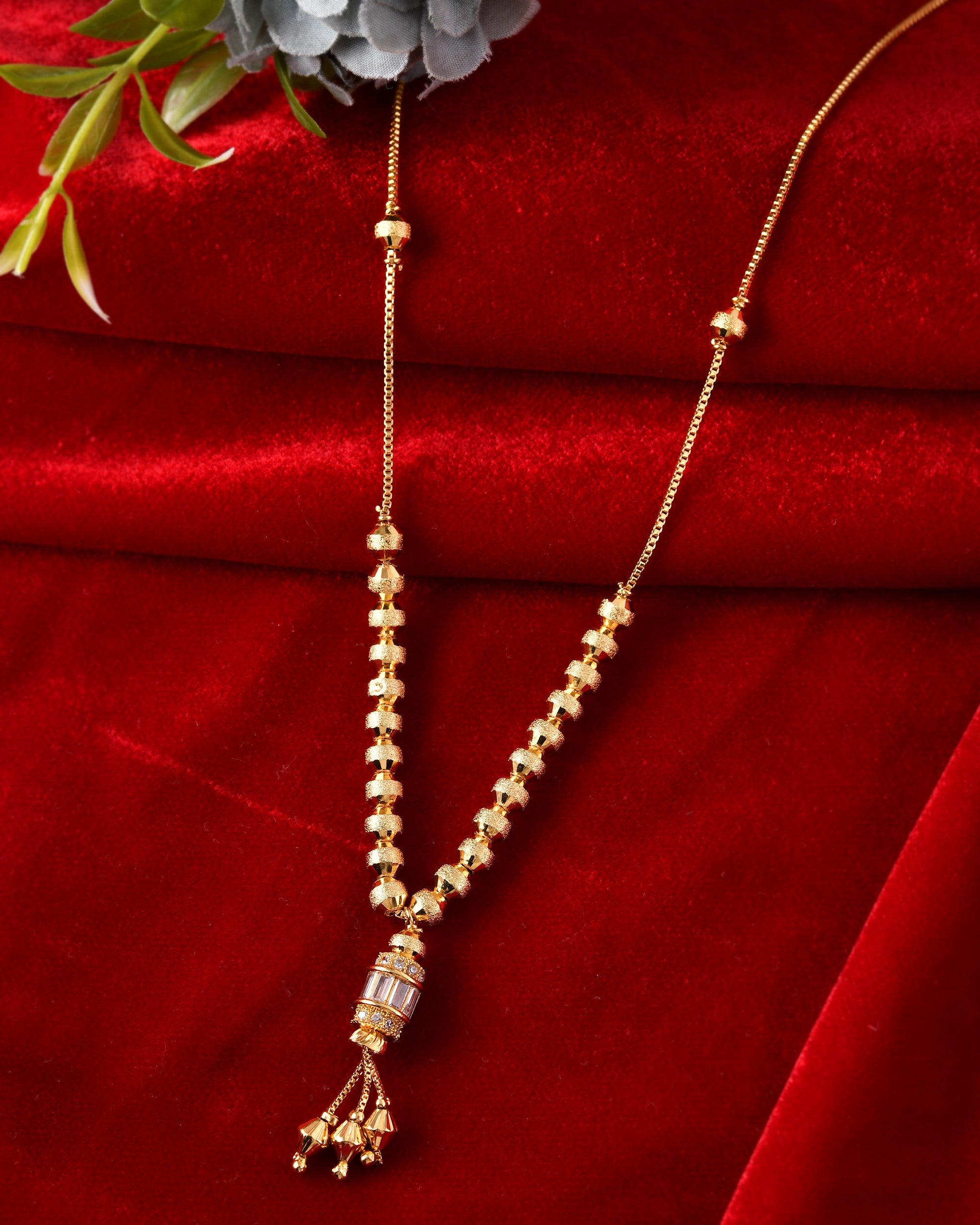 VOJ Rose Gold Polished Ad Studded Round Pendant With Chain - Distacart