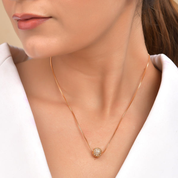 VOJ Gold Polished Women Stone Studded Designer Chain - Distacart