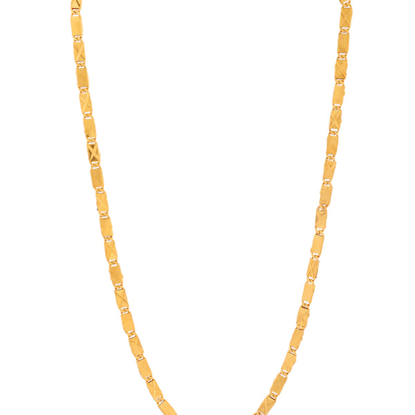 VOJ Stainless Steel Gold Polished Biscuit Shaped Classic Chain - Distacart