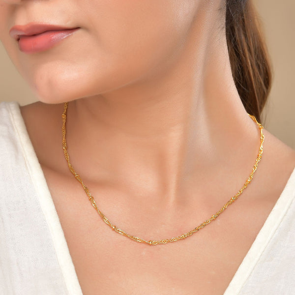 VOJ Women Stainless Steel Twisted Gold Polished Chain - Distacart
