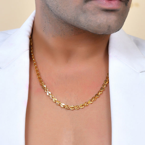 VOJ Men Designer Classic Gold Polished Chain - Distacart